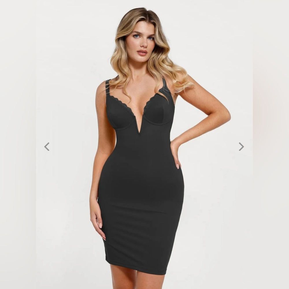 Popilush Black Bodycon Shapewear Dress